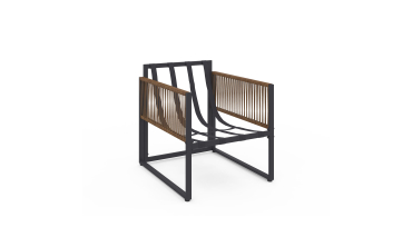 Salon de jardin d'angle Ozéa 8 places gris et cordage