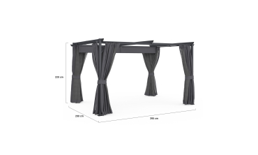 Pergola Marina 3x4m toit rétractable + 4 rideaux moustiquaires