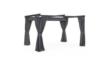 Pergola Marina 3x4m toit rétractable + 4 rideaux moustiquaires