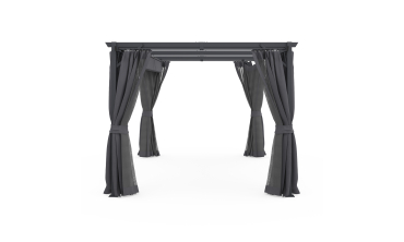 Pergola Marina 3x4m toit rétractable + 4 rideaux moustiquaires