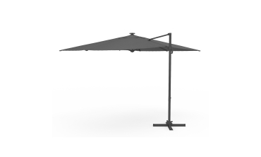 Parasol Sombra 360° rectangle 4x3m gris + housse et éclairage LED