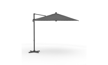Parasol Sombra 360° rectangle 4x3m gris + housse et éclairage LED