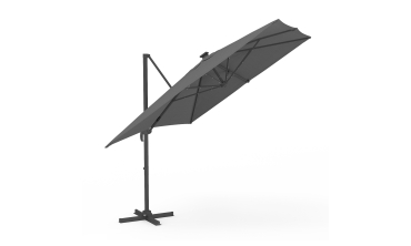 Parasol Sombra 360° rectangle 4x3m gris + housse et éclairage LED