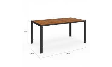 Ensemble repas Timbia 6 places verre trempé effet bois