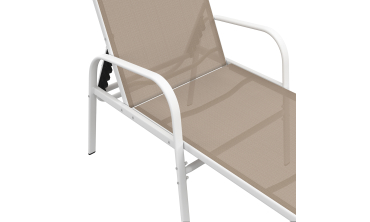 Transats inclinables 5 positions en textilène beige - lot de 2