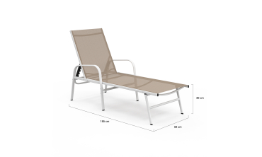 Transats inclinables 5 positions en textilène beige - lot de 2