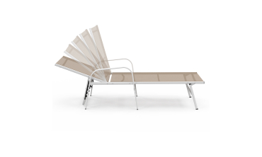 Transats inclinables 5 positions en textilène beige - lot de 2