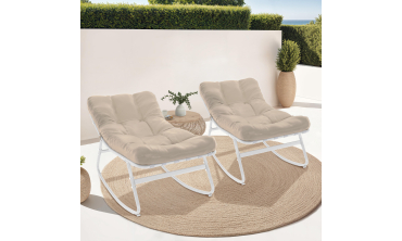 Fauteuils de jardin à bascule Ariane coussin beige - lot de 2