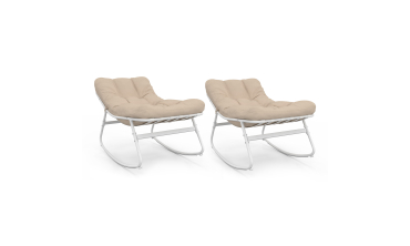 Fauteuils de jardin à bascule Ariane coussin beige - lot de 2