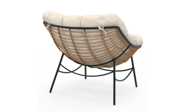 Fauteuil de jardin Lois rotin et coussin écru