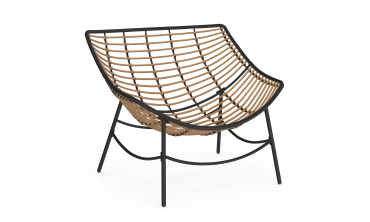 Fauteuil de jardin Lois rotin et coussin écru