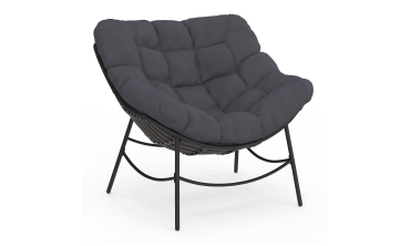 Fauteuil de jardin Lois rotin et coussin gris