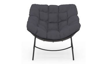 Fauteuil de jardin Lois rotin et coussin gris