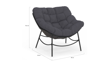 Fauteuil de jardin Lois rotin et coussin gris