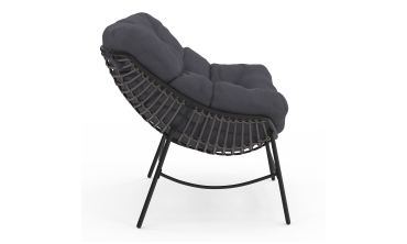 Fauteuil de jardin Lois rotin et coussin gris