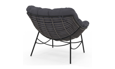 Fauteuil de jardin Lois rotin et coussin gris