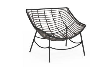 Fauteuil de jardin Lois rotin et coussin gris