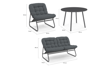 Salon de jardin Ariane 4 places gris