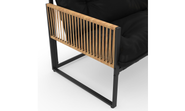 Salon de jardin d'angle Ozéa 12 places noir et cordage