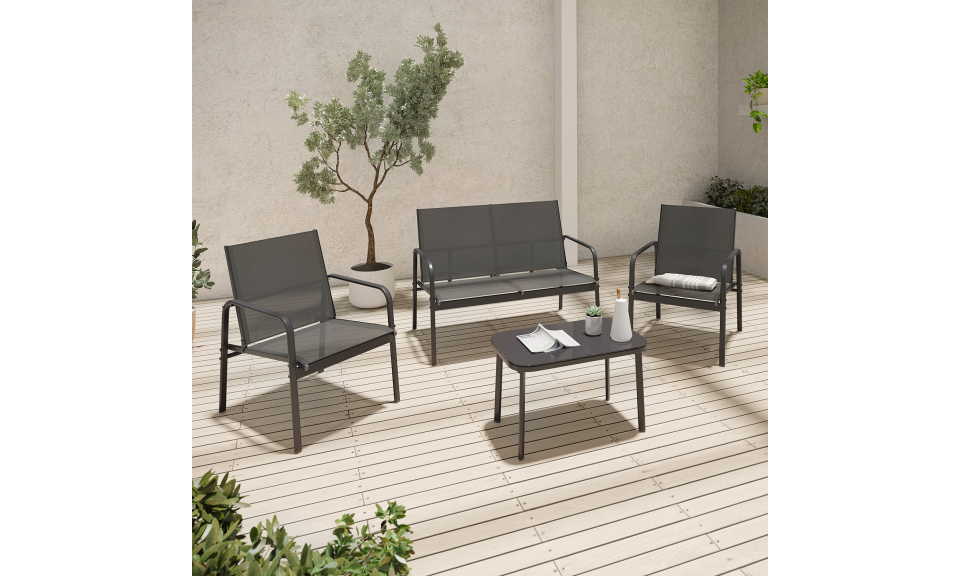 Salon de jardin Lorca 4 places gris