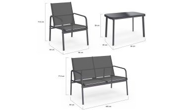 Salon de jardin Lorca 4 places gris