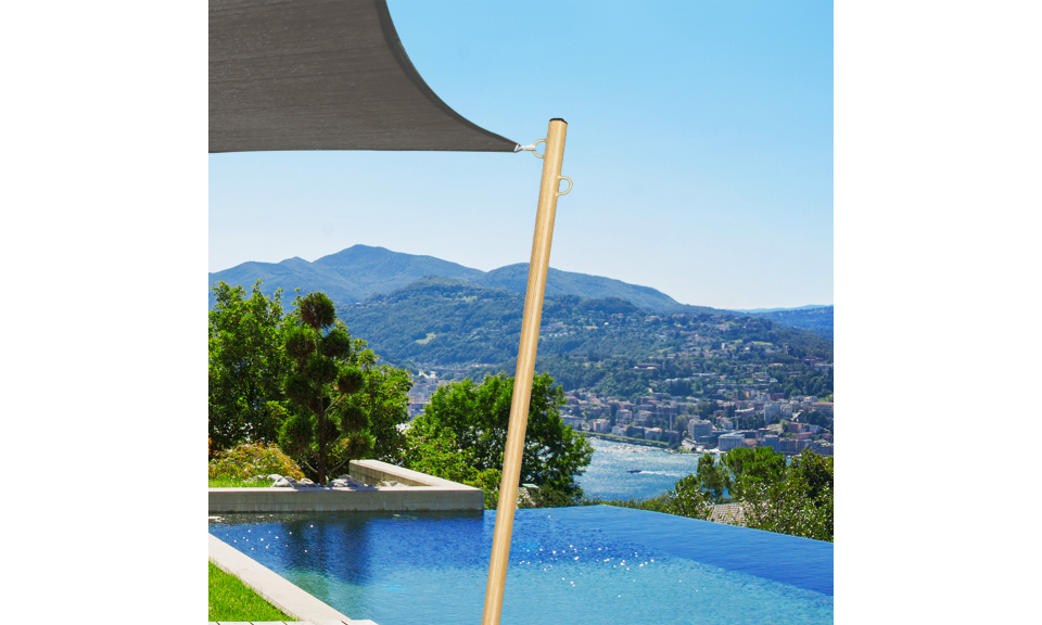 Poteaux ajustables pour voile d'ombrage effet bois - lot de 2