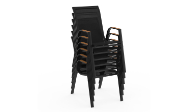 Ensemble repas extensible Timbia 12 places noir et verre trempé effet bois