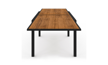 Ensemble repas extensible Timbia 12 places noir et verre trempé effet bois