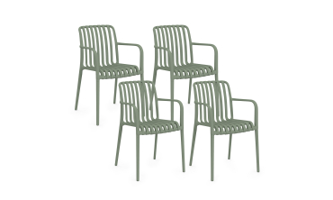 Chaises de jardin empilables Oviedo polypropylène vert - lot de 4