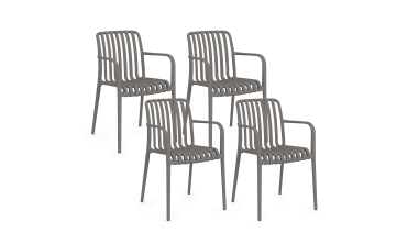 Chaises de jardin empilables Oviedo polypropylène gris - lot de 4