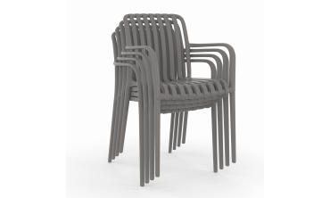 Chaises de jardin empilables Oviedo polypropylène gris - lot de 4