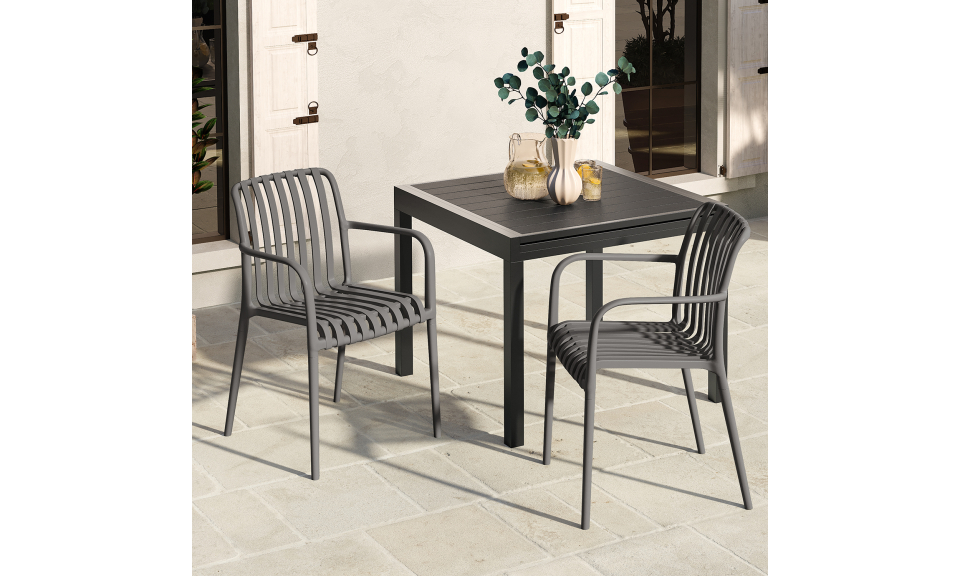 Chaises de jardin empilables Oviedo polypropylène gris - lot de 4