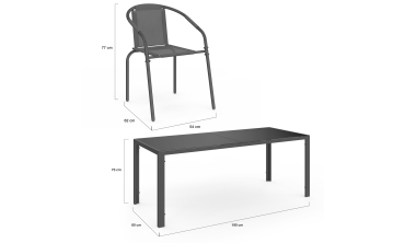 Ensemble repas Delma 8 places gris