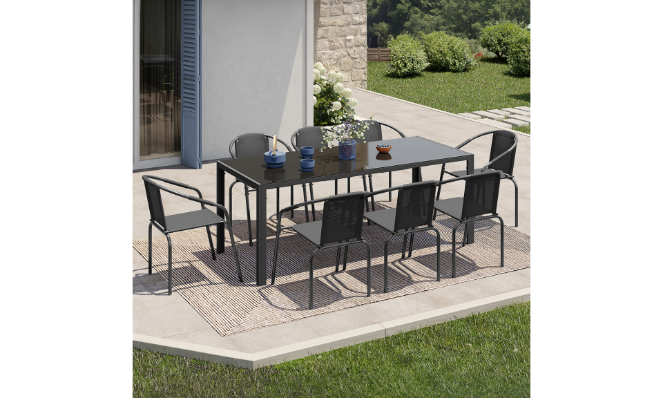 Ensemble repas Delma 8 places gris