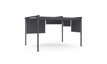 Pergola Marina 3x4m toit rétractable + 4 stores gris