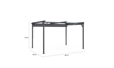 Pergola Marina 3x4m toit rétractable + 4 stores gris