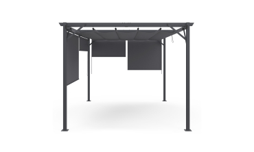 Pergola Marina 3x4m toit rétractable + 4 stores gris