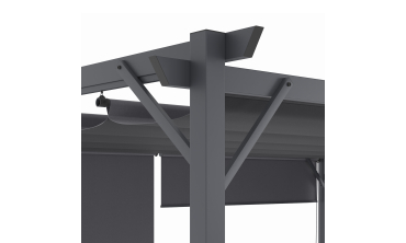 Pergola Marina 3x4m toit rétractable + 4 stores gris