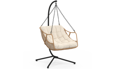 Fauteuil de jardin suspendu Lois effet rotin et coussin écru