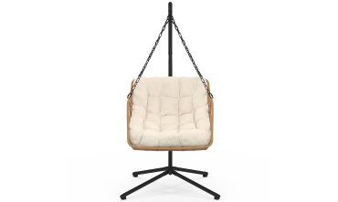 Fauteuil de jardin suspendu Lois effet rotin et coussin écru