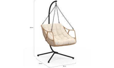 Fauteuil de jardin suspendu Lois effet rotin et coussin écru