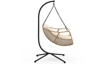 Fauteuil de jardin suspendu Lois effet rotin et coussin écru