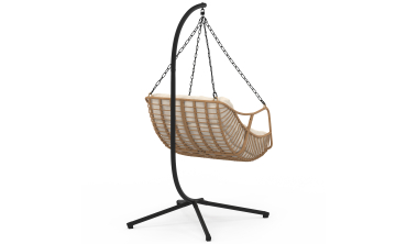 Fauteuil de jardin suspendu Lois effet rotin et coussin écru