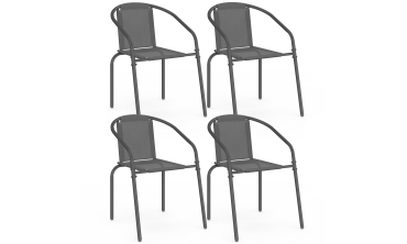 Chaises de jardin empilables Delma grises - lot de 4
