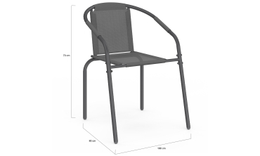 Chaises de jardin empilables Delma grises - lot de 4