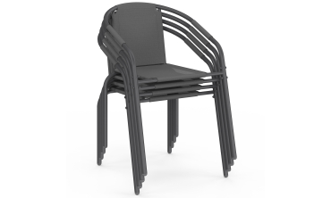 Chaises de jardin empilables Delma grises - lot de 4