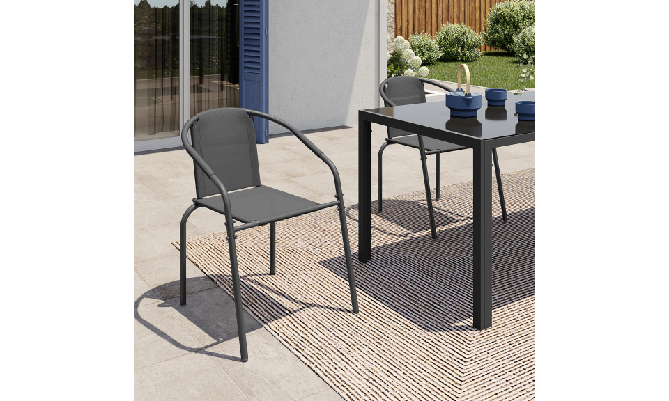 Chaises de jardin empilables Delma grises - lot de 4