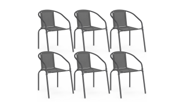 Chaises de jardin empilables Delma grises - lot de 6
