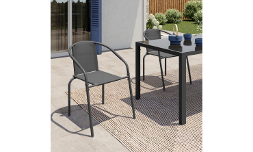 Chaises de jardin empilables Delma grises - lot de 6