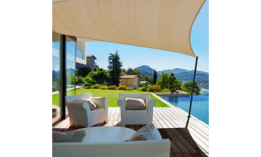 Voile d'ombrage triangulaire beige 3x3x3m